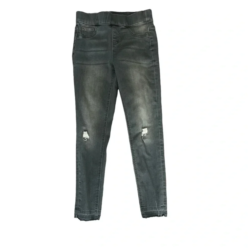 Justice Gray, Stretchy, Distressed, Raw Hem Girls Jeans, Size 12